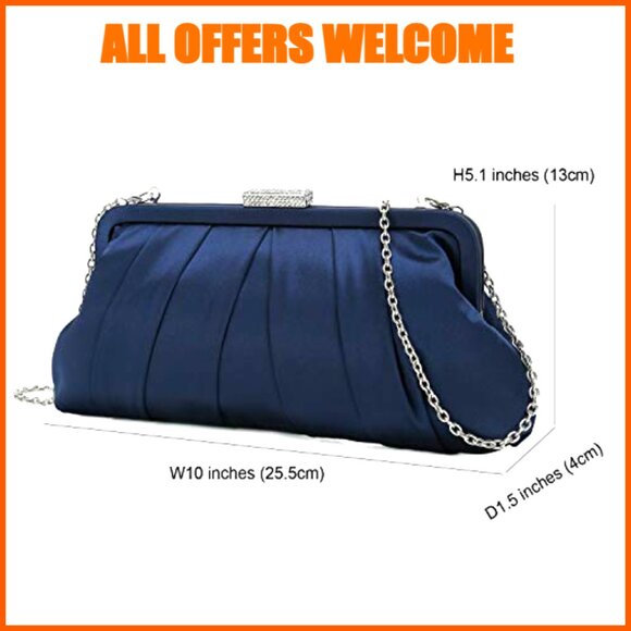 Satin Pleated Clutch with Diamante Embellishment for Formal Events